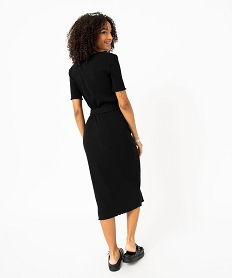robe chemise en maille cotelee a manches courtes femme noirE130201_3