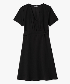 robe a manches courtes avec decollete drape femme noir robesE131301_4