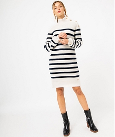 GEMO Robe pull marinière en grosse maille et col montant femme - LuluCastagnette Imprimé