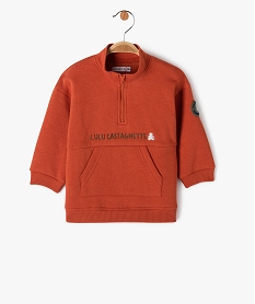 sweat en molleton a col camionneur bebe garcon - lulucastagnette orangeE133001_1