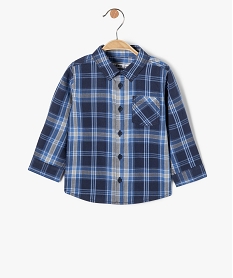 chemise bebe garcon a carreaux a manches longues bleu chemisesE138601_1