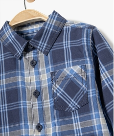 chemise bebe garcon a carreaux a manches longues bleu chemisesE138601_2