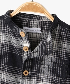 chemise a carreaux et col mao en flanelle bebe garcon - lulucastagnette gris chemisesE139201_2