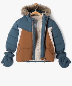 doudoune a capuche avec moufles bebe garcon bleu doudounesE142501_2