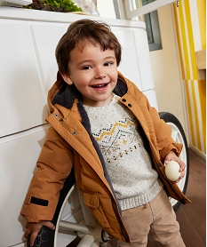 GEMO Parka à capuche avec doublure peluche bébé garçon Orange