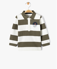 polo raye a manches longues en coton bebe garcon - lulucastagnette vertE143101_4