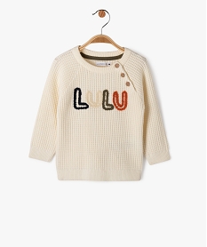 pull grosse maille douillette et col rond bebe garcon - lulucastagnette beige pullsE143201_1