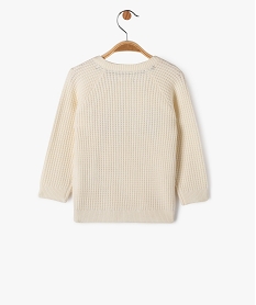 pull grosse maille douillette et col rond bebe garcon - lulucastagnette beige pullsE143201_3