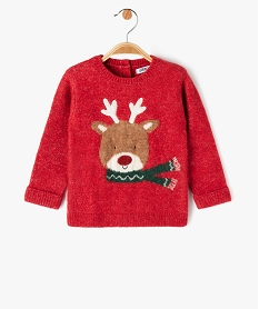 GEMO Pull de Noël en maille douillette bébé garçon Rouge