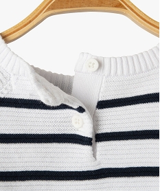 pull bebe a rayures en maille cotelee blancE144401_2