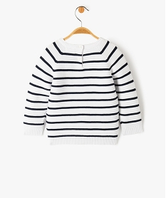 pull bebe a rayures en maille cotelee blancE144401_3