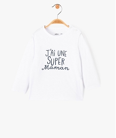 GEMO Tee-shirt à manches longues avec message bébé garçon Blanc