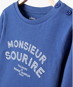 tee-shirt a manches longues avec message bebe garcon bleuE148201_2