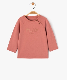 tee-shirt manches longues en coton epais brode bebe garcon roseE148701_4