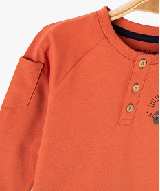 tee-shirt manches longues col tunisien bebe garcon - lulucastagnette orange tee-shirts manches longuesE149101_2