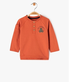 tee-shirt manches longues col tunisien bebe garcon - lulucastagnette orangeE149101_4