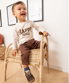 tee-shirt manches longues a motif velours bebe garcon beige tee-shirts manches longuesE149401_4