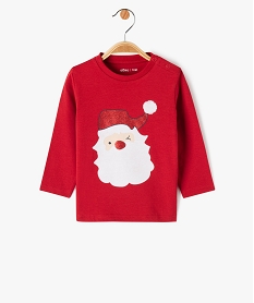 GEMO Tee-shirt manches longues imprimé spécial Noël bébé garçon rouge standard