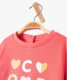 sweat molletonne avec motifs et message bebe fille roseE152801_2