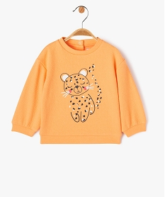 sweat en jersey gaufre imprime bebe fille orange sweatsE153001_1