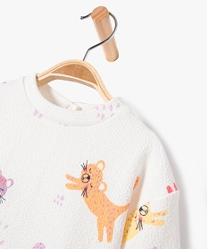 sweat en jersey gaufre imprime bebe fille beigeE153101_2