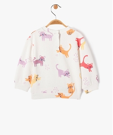 sweat en jersey gaufre imprime bebe fille beigeE153101_3