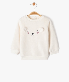 GEMO Sweat en maille peluche avec motif brodé bébé fille blanc chine
