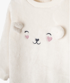sweat en maille peluche avec motif brode bebe fille beige sweatsE153301_2