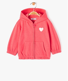 GILET BEIGE CHINE SWEAT ROSE FONCE:40311510071-Coton////