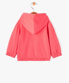 sweat zippe a capuche interieur molletonne bebe fille roseE153501_3