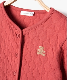 sweat matelasse boutonne bebe fille - lulucastagnette roseE153701_2