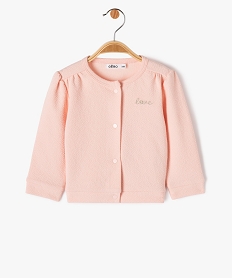 gilet a boutons-pression bebe fille rose sweatsE153801_1