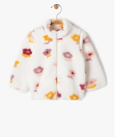 GEMO Sweat zippé en maille peluche à motifs fleuris bébé fille Beige
