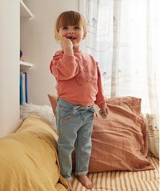 jean bebe fille avec motifs brodes - lulucastagnette bleu jeansE154101_2