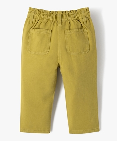 pantalon bebe fille en toile de coton avec ceinture froncee vert pantalons et jeansE154401_3