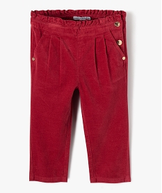 pantalon en velours avec ceinture froncee bebe fille - lulucastagnette rouge pantalonsE154701_1