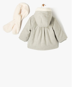 manteau a capuche double peluche avec echarpe bebe fille grisE155201_4