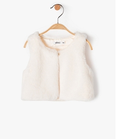 GEMO Gilet bébé fille sans manches en fourrure imitation Beige