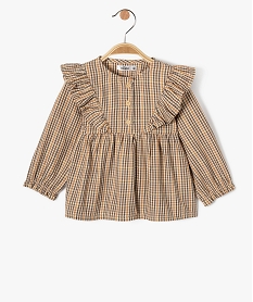 blouse manches longues a carreaux et volants bebe fille imprimeE156001_1