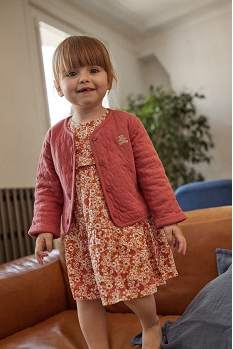 robe ample a manches longues fleurie bebe fille - lulucastagnette rose robesE157001_2