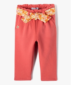 pantalon carotte en molleton avec ceinture fleurie bebe fille - lulucastagnette rose leggingsE157801_1