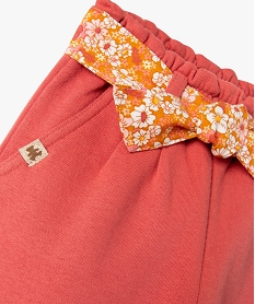 pantalon carotte en molleton avec ceinture fleurie bebe fille - lulucastagnette rose leggingsE157801_2