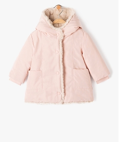 GEMO Blouson à capuche doublure fourrure imitation bébé fille Rose