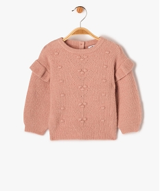 pull en maille douce avec points en relief et volants bebe fille rose pullsE160001_1