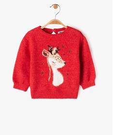 GEMO Pull à motif spécial Noël bébé fille Rouge