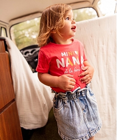 tee-shirt bebe fille en coton a manches courtes et motif paillete roseE161001_4