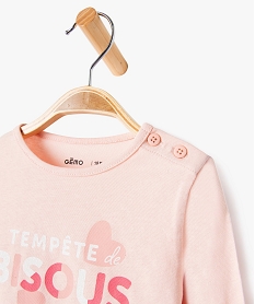 tee-shirt a manches longues message paillete bebe fille roseE162701_2
