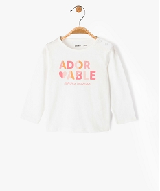 tee-shirt a manches longues message paillete bebe fille beigeE162801_1