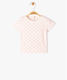 tee-shirt bebe fille a manches courtes en maille cotelee a carreaux rose tee-shirts manches longuesE162901_1