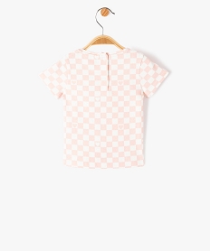 tee-shirt bebe fille a manches courtes en maille cotelee a carreaux rose tee-shirts manches longuesE162901_3